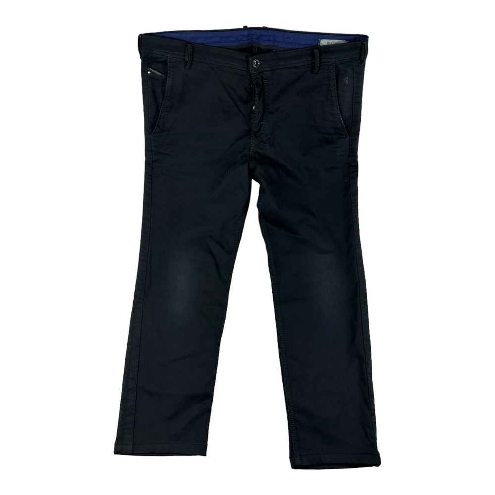 Diesel Current Black Heavy Woven Performance Slim Chino Mens Pants 38X27